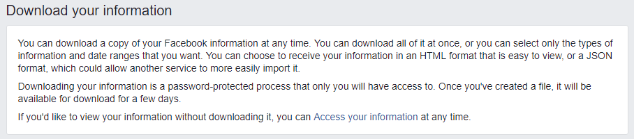 Download Your Facebook Information