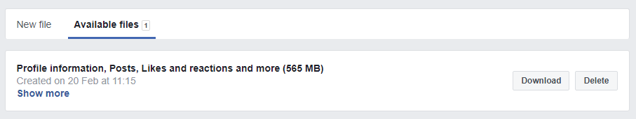 Facebook Download File Available