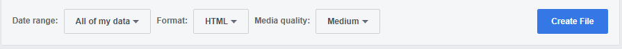 Facebook Information Download Page Option