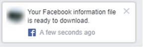 Facebook Information Ready Notification Popup