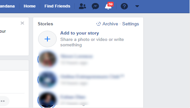Facebook Top Right Side