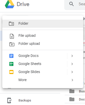 Google Drive New Button